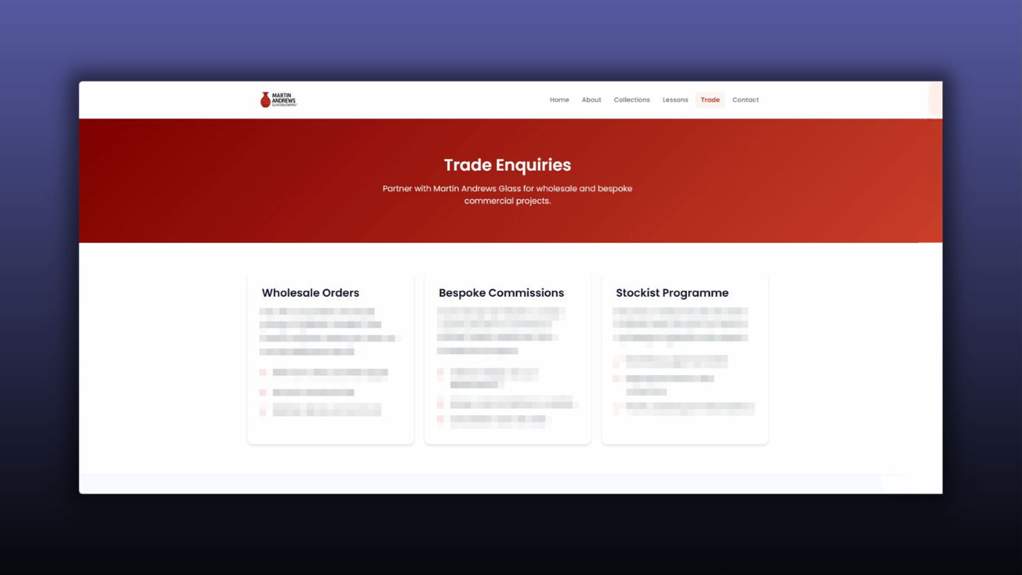 Martin Andrews Glass - Trade Enquiries