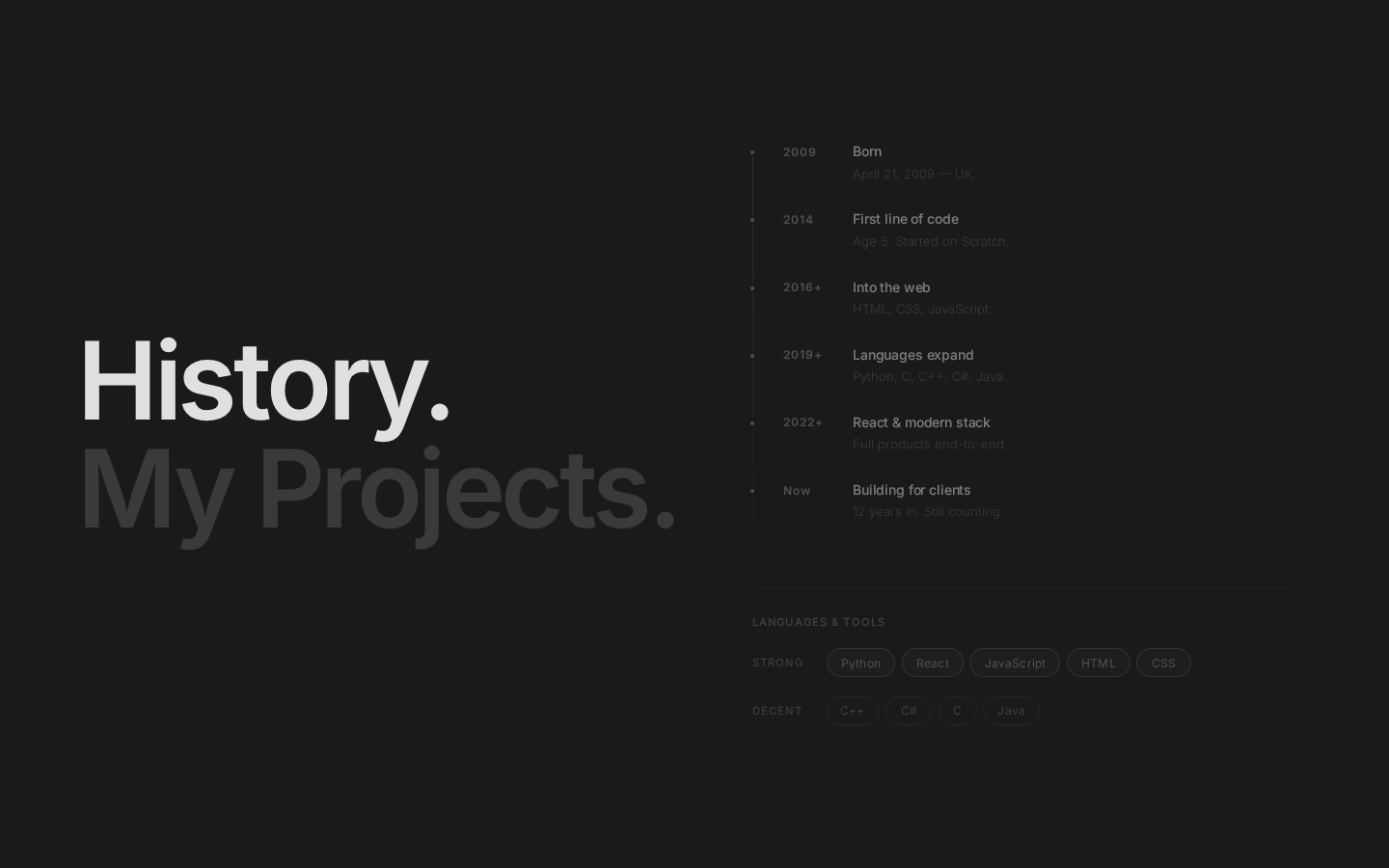 ZakMorris.com - Projects & Timeline